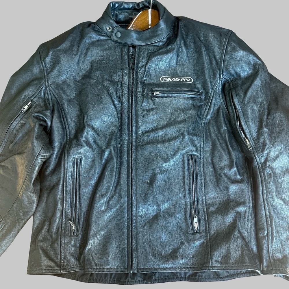Fieldsheer Leather Motorcycle Jacket Mens‎ 42 Black Armor Vented Riding